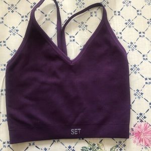 Set Active Purple Ribbed V Bra